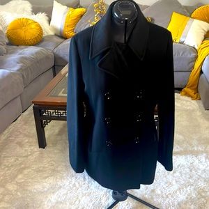 Heavyweight Calvin Klein double breasted wool blend coat in XL